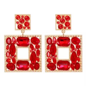 Pendientes Square in Red