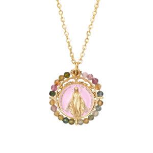 Collar Virgen Milagrosa Pink