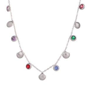 Collar Shell Colorful Silver